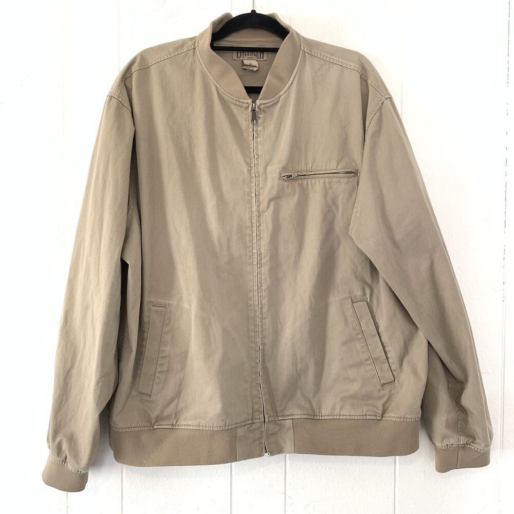 Duluth Trading Co Mens XL Bomber Jacket Khaki Tan Work Barn Coat Full Zip